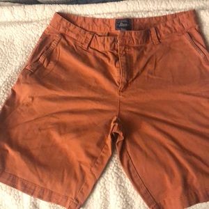 bass men’s shorts rust colored orange cotton spandex material